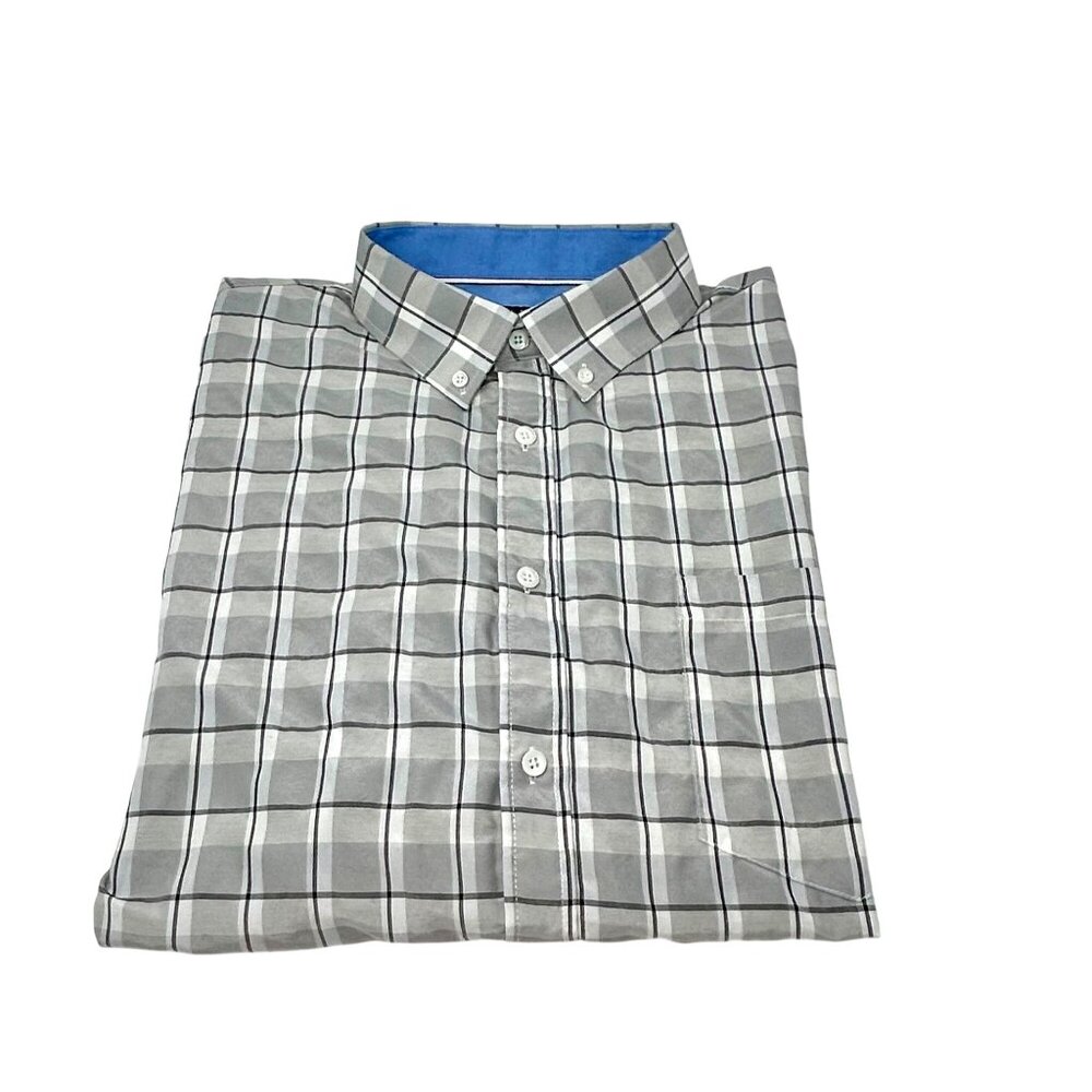 Mens Classic Collection Plaid in Gray's & White - Long Sleeve Shirt - Size‎ XL